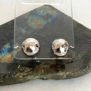 Sterling Silver 925 Hollow Large Hammered Ball Stud Earrings